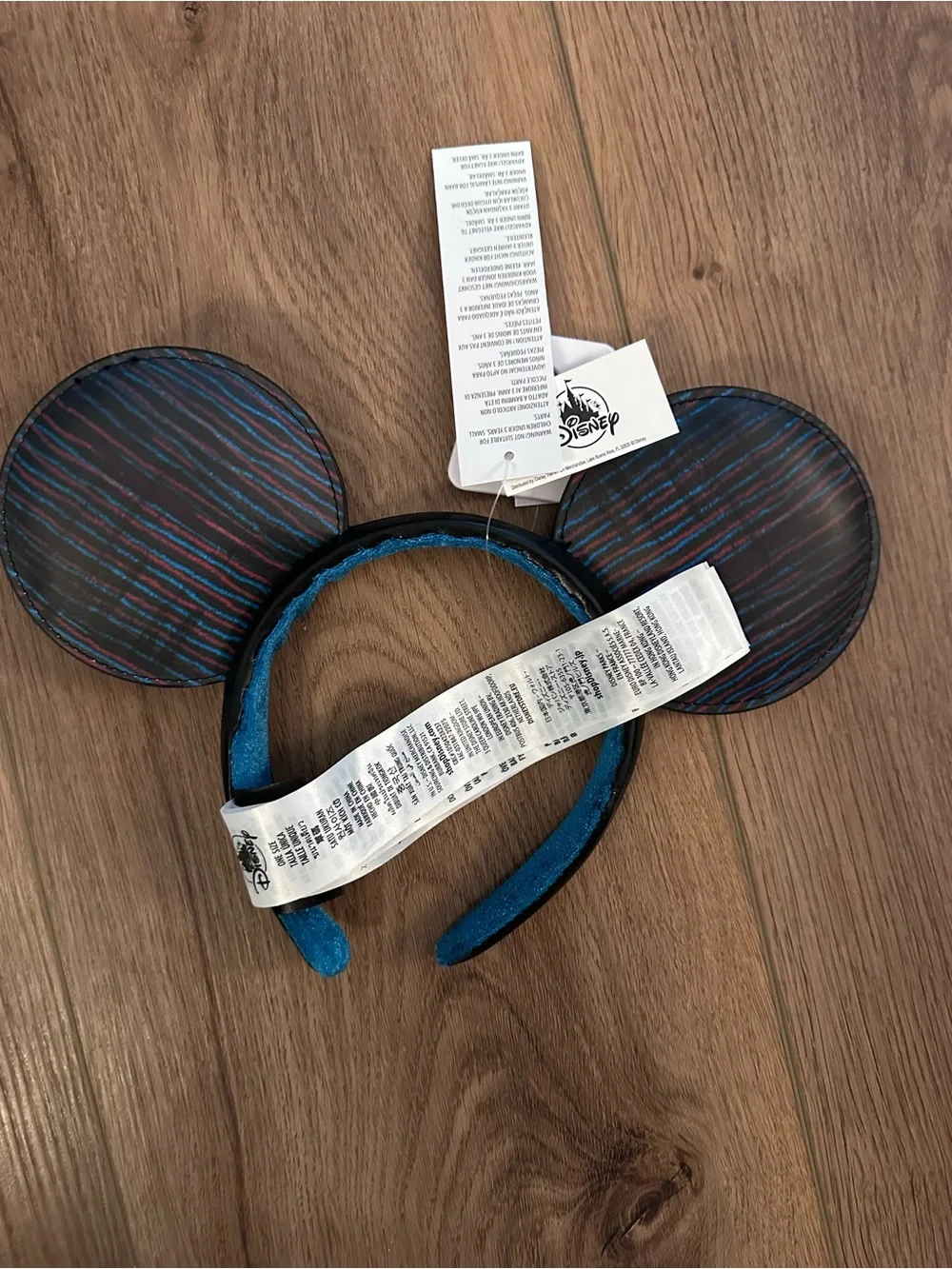 Color-Shift Jack Skellington Mickey Ear Headband - Black & Multicolor NEW